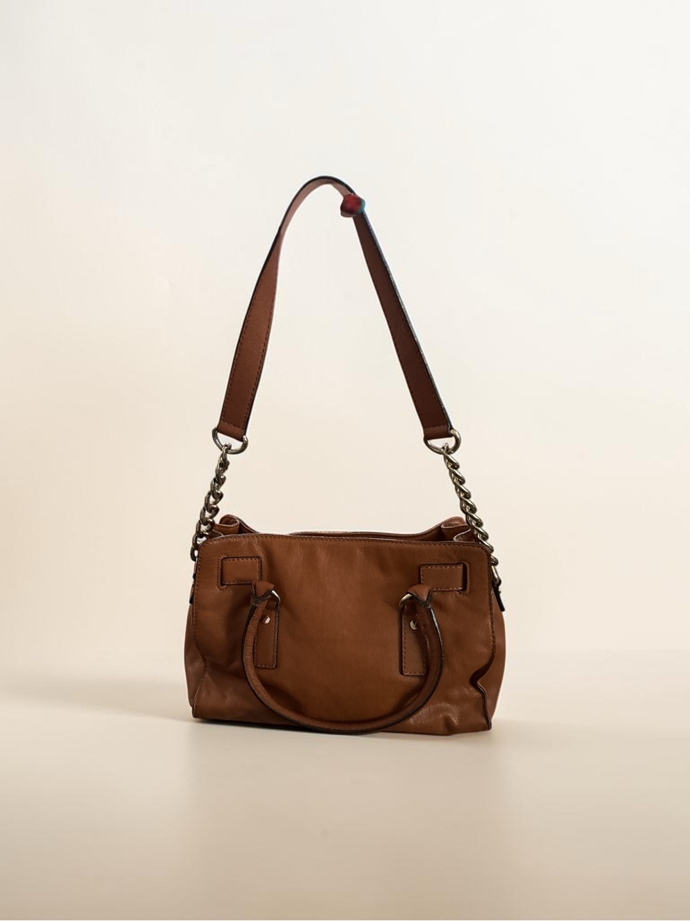 Michael Kors Cognac Leather Satchel with Gold-Tone Lock - Good condition. - Picture 5 of 10